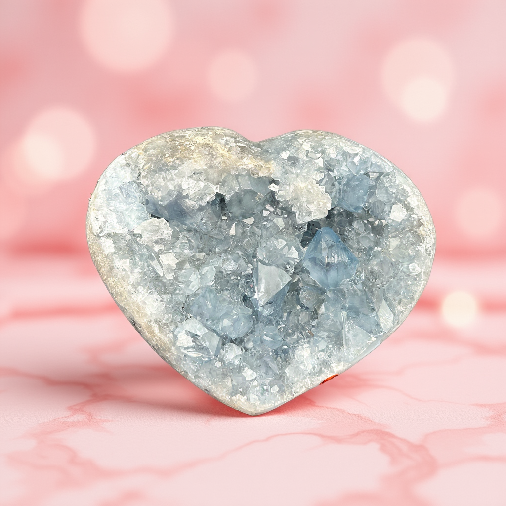 Natural Celestite Heart Raw Crystal Healing Stone-2 2