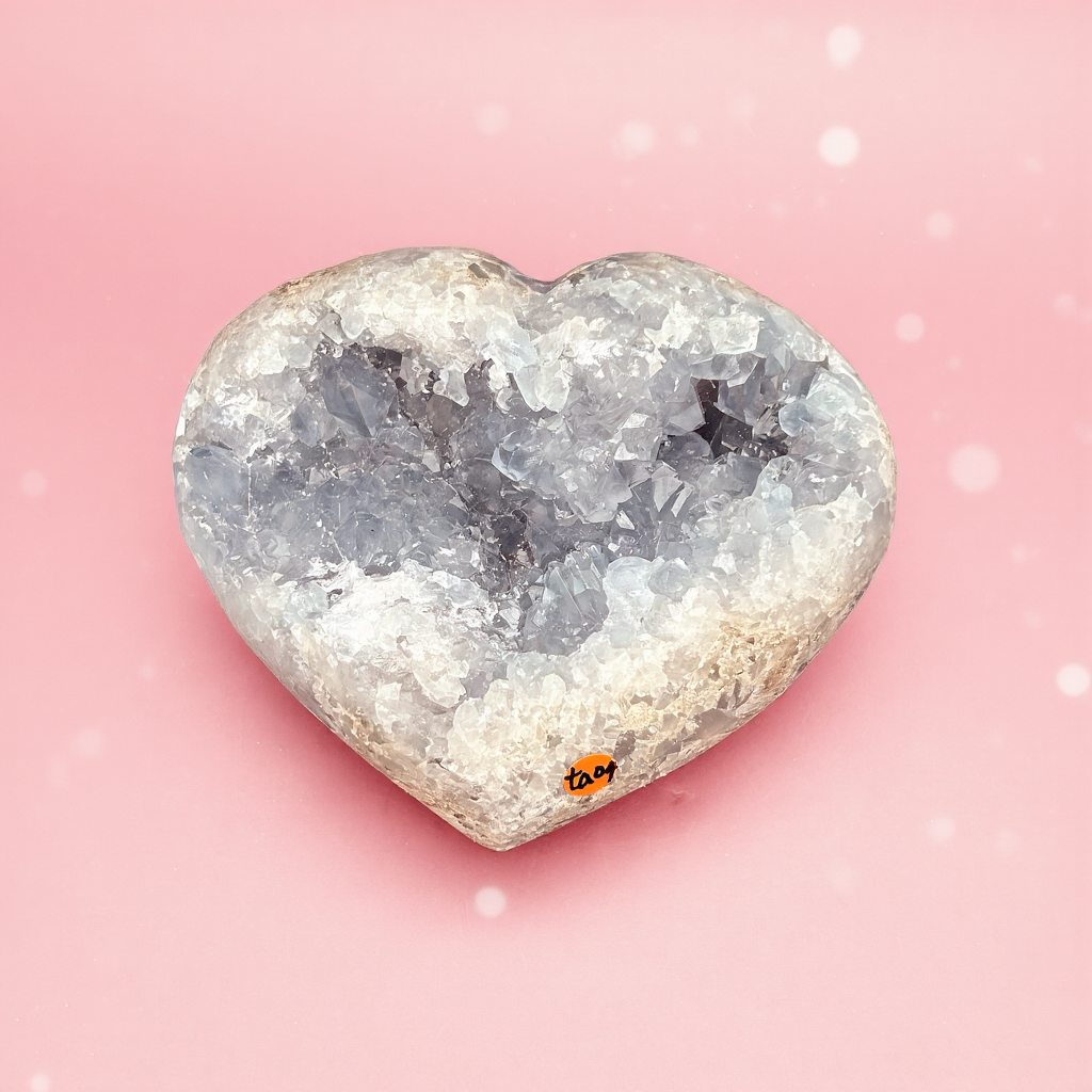Natural Celestite Heart Raw Crystal Healing Stone-4 2