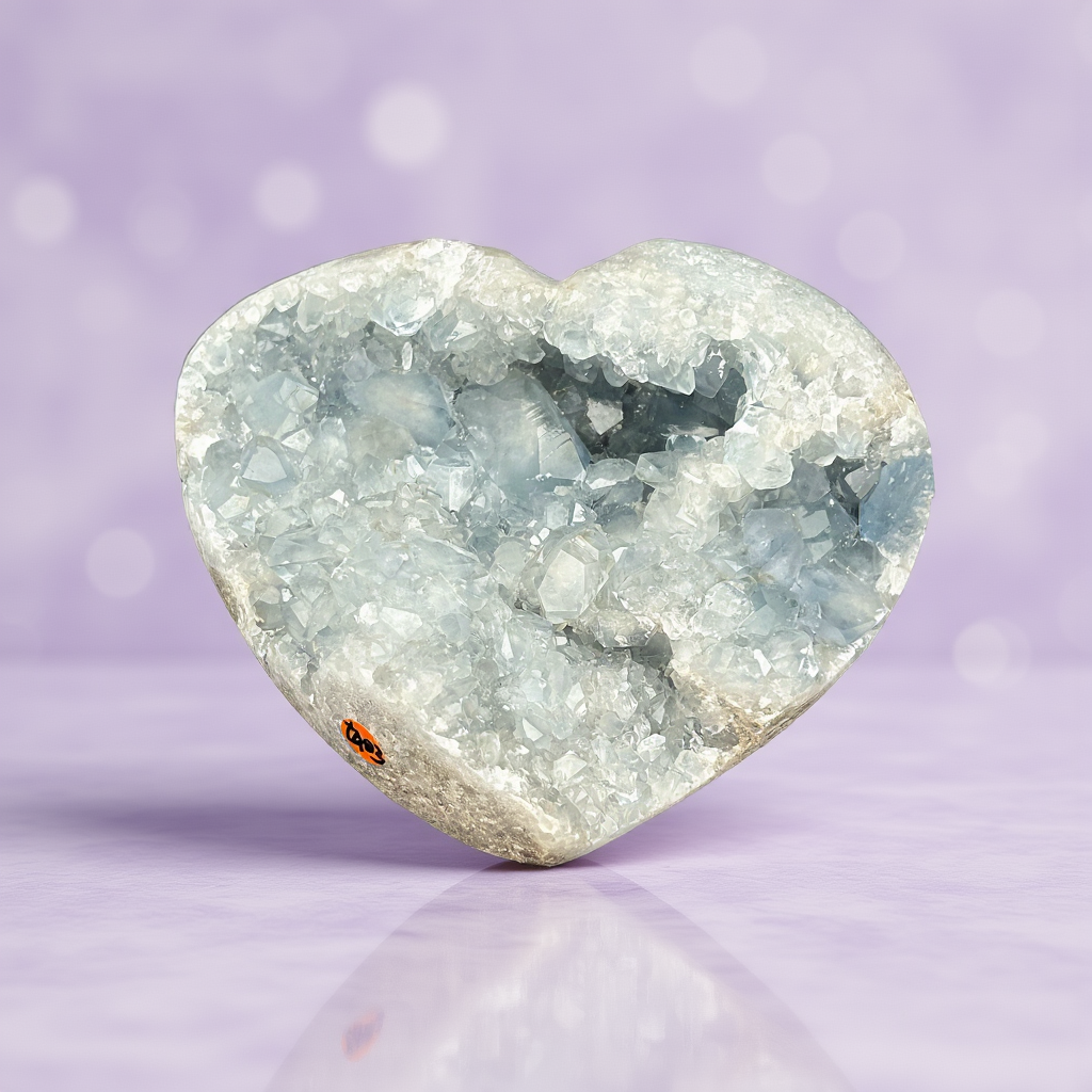 Natural Celestite Heart Raw Crystal Healing Stone-3 2