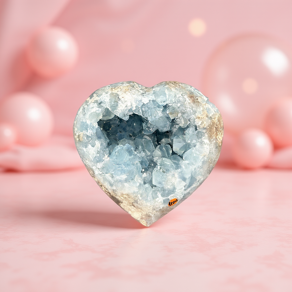 Natural Celestite Heart Raw Crystal Healing Stone-1 2