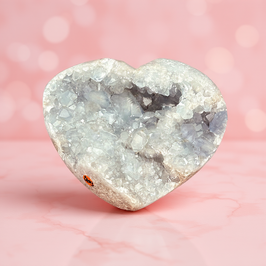 Natural Celestite Heart Raw Crystal Healing Stone-3 3