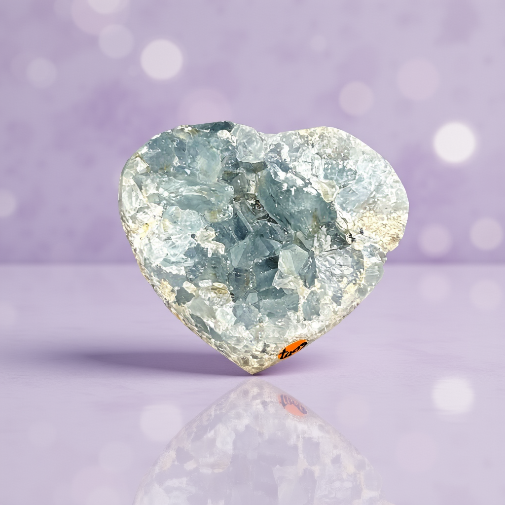 Natural Celestite Heart Raw Crystal Healing Stone-7 3