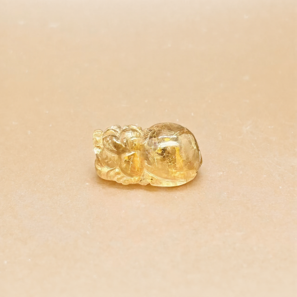 Golden Rutilated Quartz Pi Xiu Fortune Keeper-14